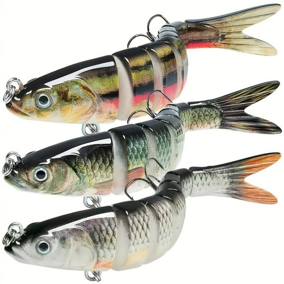 3pcs 20g/ 5.3in Multi-Jointed Swimbait Fishing Lures - Realistic Fish Design with 3 Treble Hooks, Durable Plastic Lures for Freshwater & Saltwater, Trout Bass Pike Perch - Home Holiday Gift for Angl