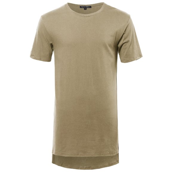 FashionOutfit Men's Basic Short Sleeve Shirt With High-Low Hemline