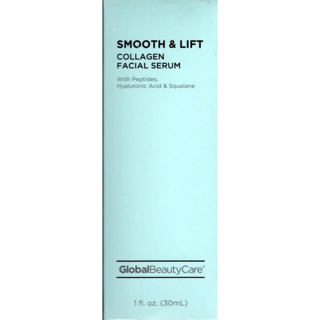 Global Beauty Care Suero facial de colágeno suave y lifting con péptidos ácido hialurónico y escualano 1 fl oz 30 ml