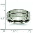 thumbnail image 6 of Chisel Titanium Brushed and Polished 8.2mm Grooved Beveled Edge Band - Ring Size 11.5, 6 of 8