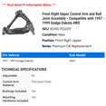 thumbnail image 2 of Front Right Upper Control Arm and Ball Joint Assembly - Compatible with 1997 - 1999 Dodge Dakota 4WD 1998, 2 of 2