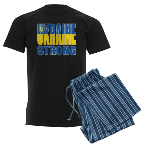 CafePress - Ukraine Strong Pajamas - Men's Dark Loose Fit Cotton Pajama Set