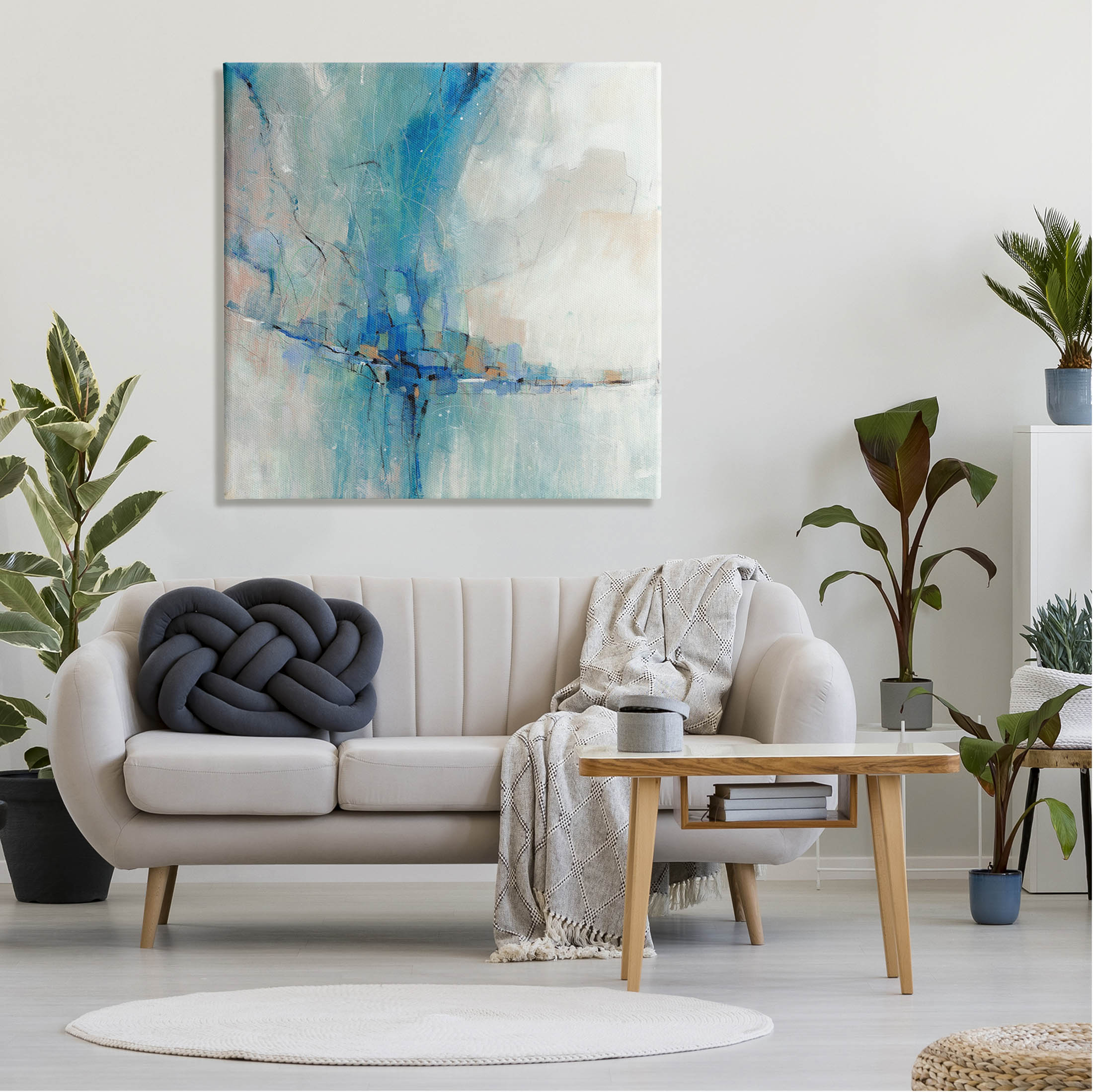 Stupell Industries Abstract Blue Square Shapes Painting Gallery Wrapped Canvas Print Wall Art, Design by Tim OToole
