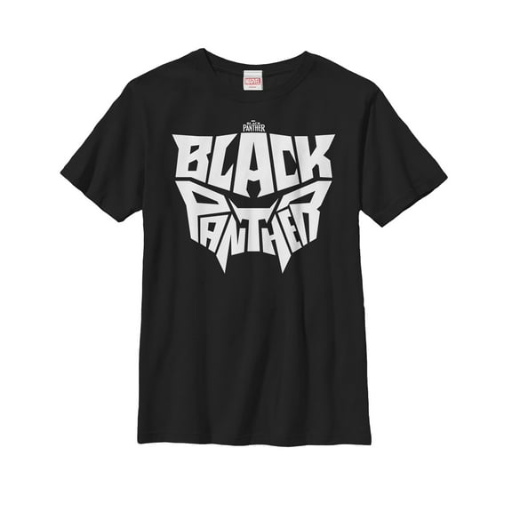 Boy's Marvel Black Panther 2018 Light Hidden Mask  Graphic Tee Black Medium