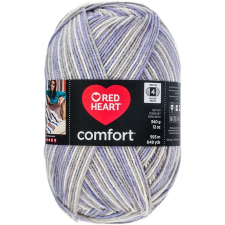 - Red Heart Comfort Yarn-Grey & Lavender Print
