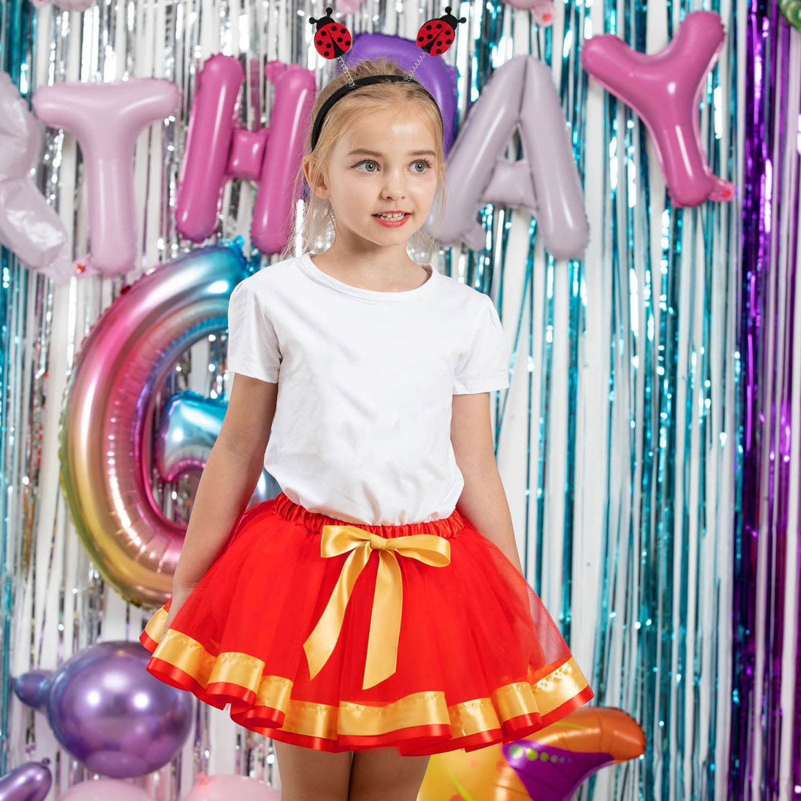 Cathalem Girls Sequin Skirts Mini High Waist Party Tutu Skirts for Girls Red S Walmart