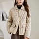 thumbnail image 5 of Chaqueta de plumón para mujer, abrigo corto acolchado con solapa, ligero, cálido, suelto, sencillo, informal, elegante, con botones, abrigo de invierno para mujer, 5 of 5