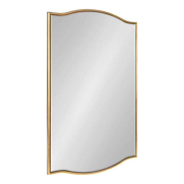 Kate and Laurel Sedelle Glam Wall Mirror, 20 x 30, Gold, Transitional Curvy Mirror for Wall
