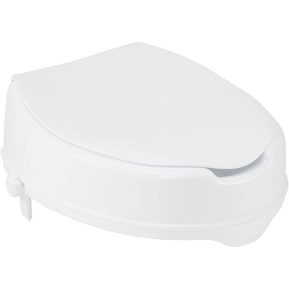 Drive Medical Raised Toilet Seat with Lock and Lid , White, 4"( Pack of 2 )