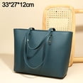 thumbnail image 2 of Bolso de mano de piel sintética suave para mujer, bolso de mano de gran capacidad, azul, 2 of 5
