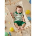thumbnail image 6 of BemeyourBBs Toddler Baby Boy Golf Outfits Infant Boys Summer Clothes Short Sleeve Half Zipper Lapel Collar Golf Cart Embroidery Striped Shirt Top and Shorts Set Pockets, 6 of 9