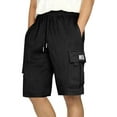 thumbnail image 2 of Big and Tall Shorts Clearance Mens Casual Cargo Shorts with Pockets, Breathable Cotton Blend, Relaxed Fit, Elastic Waistband, Burgundy, Size Options, 2 of 6