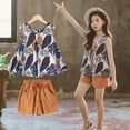 thumbnail image 4 of Girls Suit Floral Ruffle Sleeveless Top Shorts 2 Piece Sets 3-13 Years Old, 4 of 6
