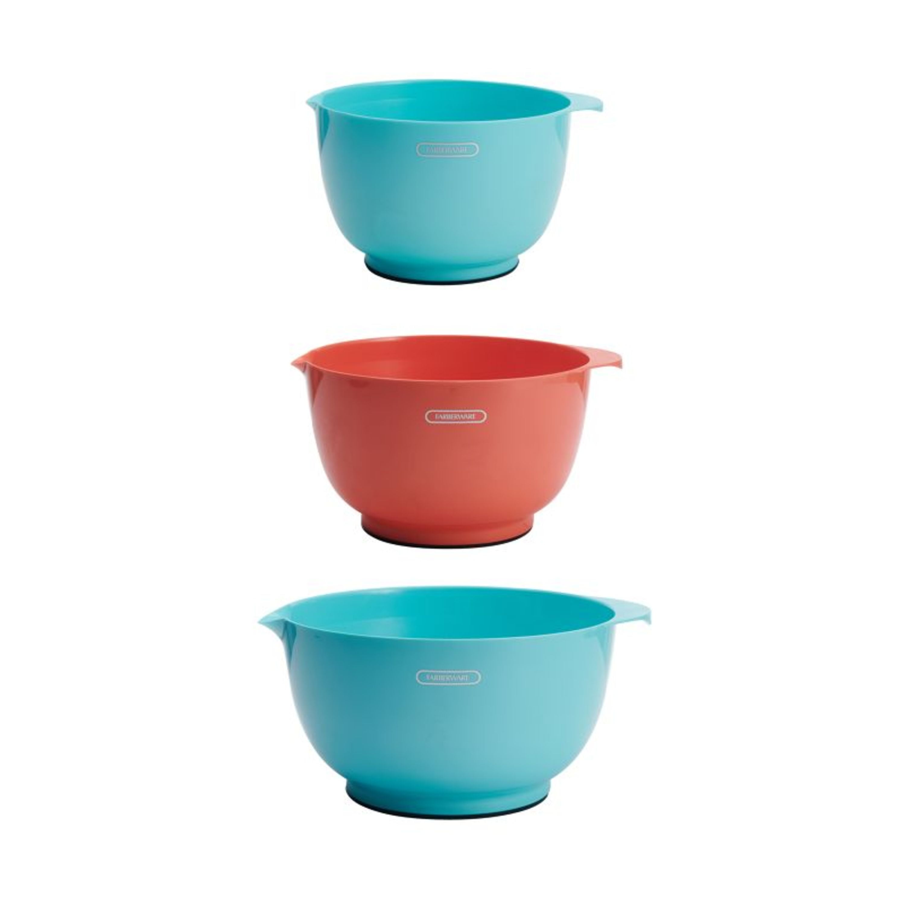 Wholesale 3pc Plastic Mixing Bowl Set- 2 Assortments RED BLUE