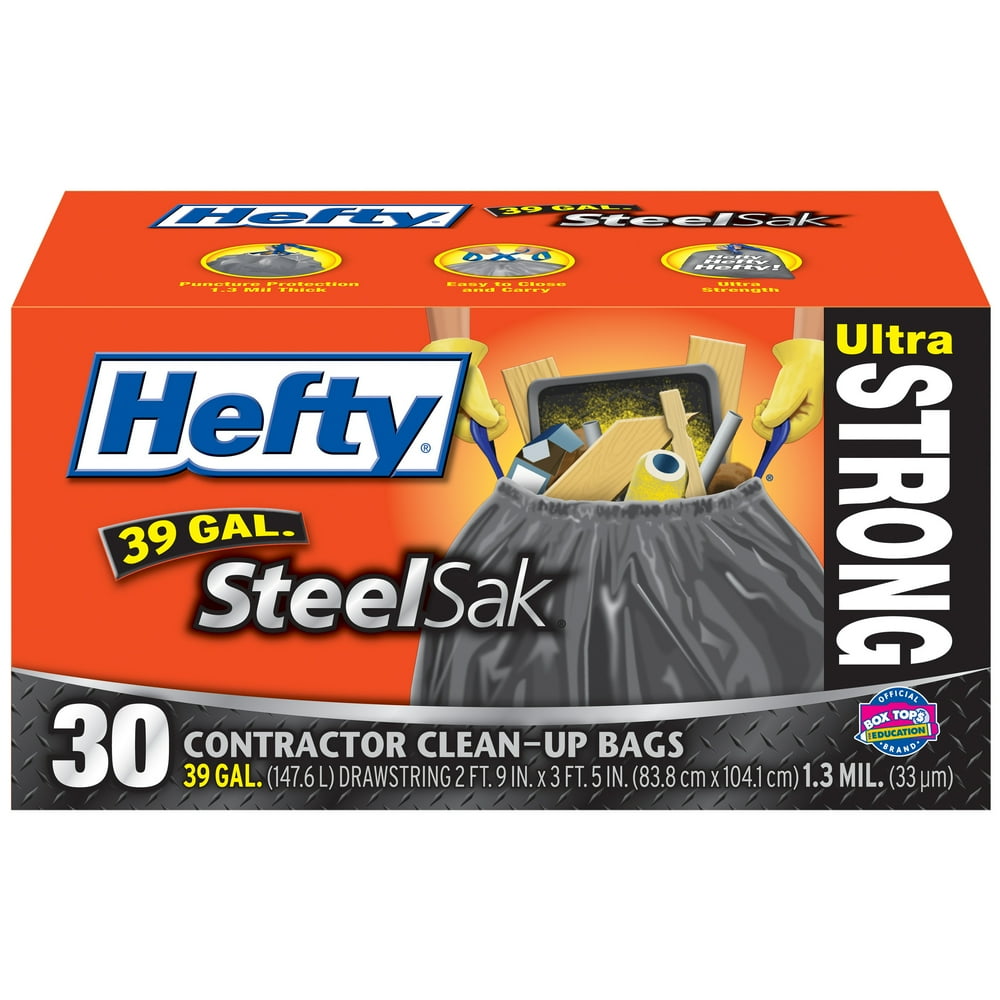 Hefty® SteelSak® 39 Gal. Contractor CleanUp Drawstring Trash Bags 30