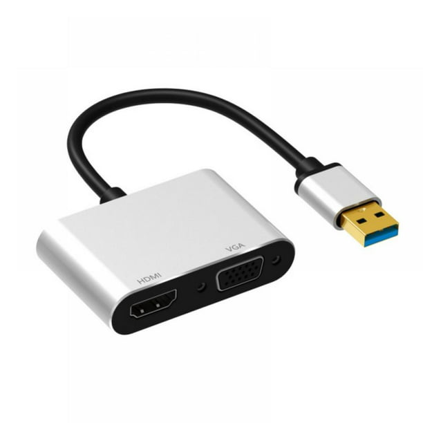 indvirkning Byttehandel delikatesse USB 3.0 to HDMI VGA Adapter, USB to Dual VGA HDMI Splitter Converter, Full  HD Video Adapter For Laptop/Desktop/Projector/TV - Walmart.com
