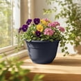 thumbnail image 5 of Voglyf 6.5 Inch Plant Pots for Indoor Outdoor,Plastic Floor Planters with Drainage Holes, Modern Round Grey Flower Pots For Succulents Vegetables Herbs House Plants Home Balcony Decor,Gray, 5 of 6