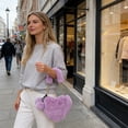 thumbnail image 6 of Heart Shaped Furry Crossbody Bag for Women, Soft Faux Fur Handbag with Detachable Chain Strap, Fashionable Cute Purse for Daily Use Parties and Holidays, Lovely Gift for Girls, 9.8*7.9in, Purple, 6 of 6