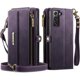 thumbnail image 1 of funda billetera para Samsung Galaxy S21 FE con Ranuras [Bolsillo con Cremallera con Ranura para Efectivo de 9 Tarjetas] Cierre Magnético, Correa Desmontable, Pata de Cabra, Bloqueo RFID y TPU, 1 of 9