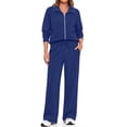 thumbnail image 2 of Fantaslook Two Piece Sets for Women Fall Outfits Lapel Long Sleeve Zipper Sweatshirts and Wide Leg Pants Lounge Tracksuits Sets, 2 of 9
