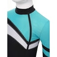 thumbnail image 2 of Raenseen Kids Girls Figure Ice Skating Outfits Skating Sweatshirt Crop Top with Practice Training Blue Green 8, 2 of 9