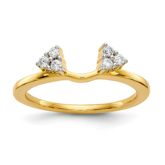 14K Yellow Gold Ring Band Wedding Diamond Round Wrap