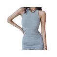 thumbnail image 4 of Faithtur Robe Sans Manches Froncée Mode Femme Robe Unie Élégante pour Dames Femme, 4 of 8