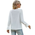 thumbnail image 6 of Deago Women's Puff Long Sleeve Shirts Lace V Neck T-Shirts Loose Dressy Casual Work Blouses Fall Tops Trendy Clothes (White, 2XL), 6 of 9