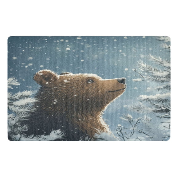 Door Mat 32x20 Inches Outdoor Doormats Bath Rugs Doormat Front Door Carpet Dust Cushion Porch Mat Living Room Mat Balcony Mat Kitchen Mat Christmas Tree and Bear