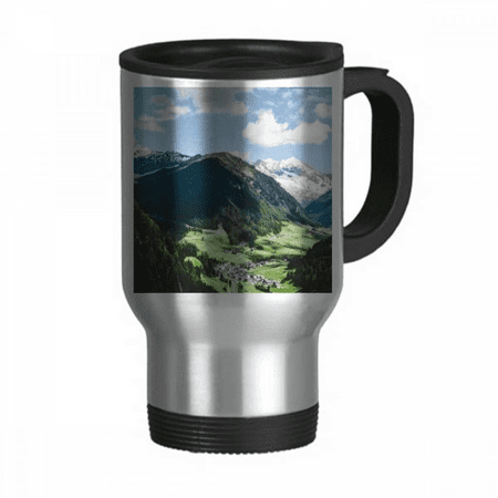 

Mountain City Clouds Blue Sky Travel Mug Flip Lid Stainless Steel Cup Car Tumbler Thermos