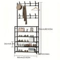 thumbnail image 4 of Multi-Purpose Freestanding Coat and Shoe Rack with 4-Tier Storage - Ideal for Entryway, Living Room, and Dorm - Organize Clothes, Keys, and Clutter - Metal Construction, No Electricity Required, 4 of 4