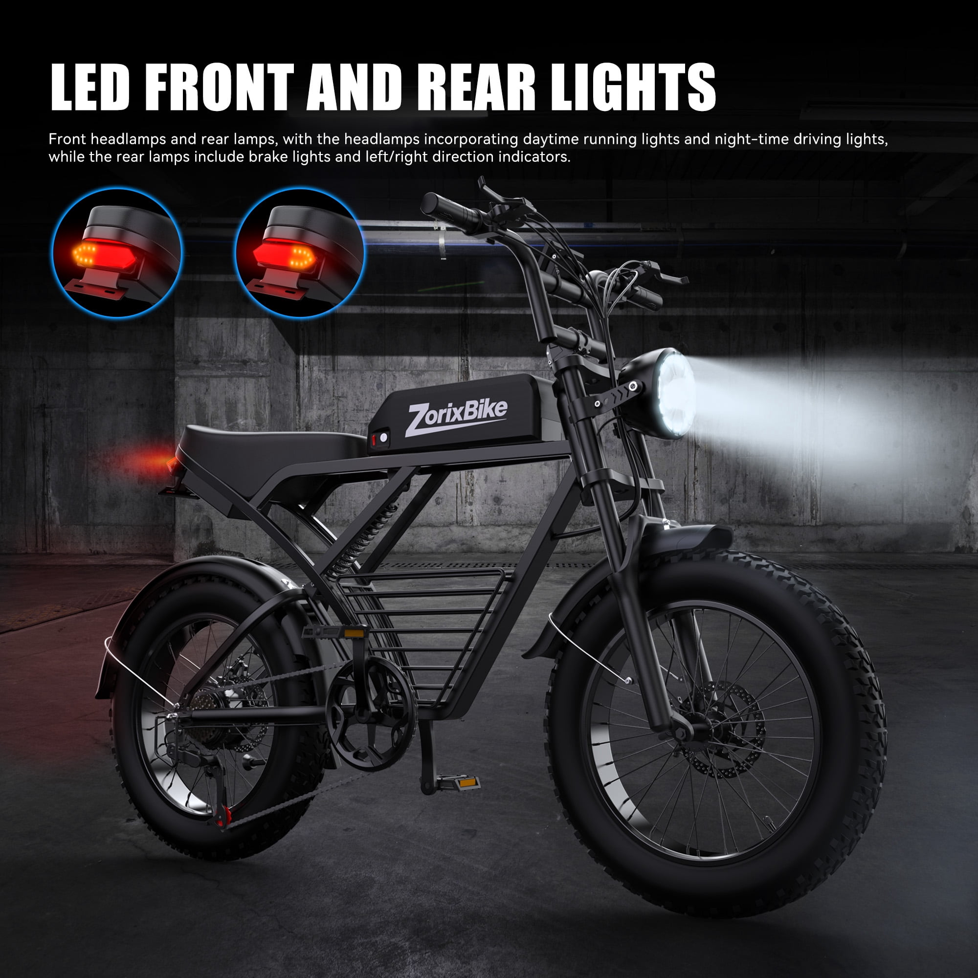 ZorixBike Z6 Ebike for Adults, 1500W Electric Mountain Bike, 20" Fat Tire E Bicycle, 48V 20AH Removable Battery, Max 80 Miles Range & 31MPH