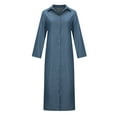 thumbnail image 4 of Fesfesfes Women Dress Turndown Collar Loose And Comfortable Long Sleeve Long Dress Under $10, 4 of 8