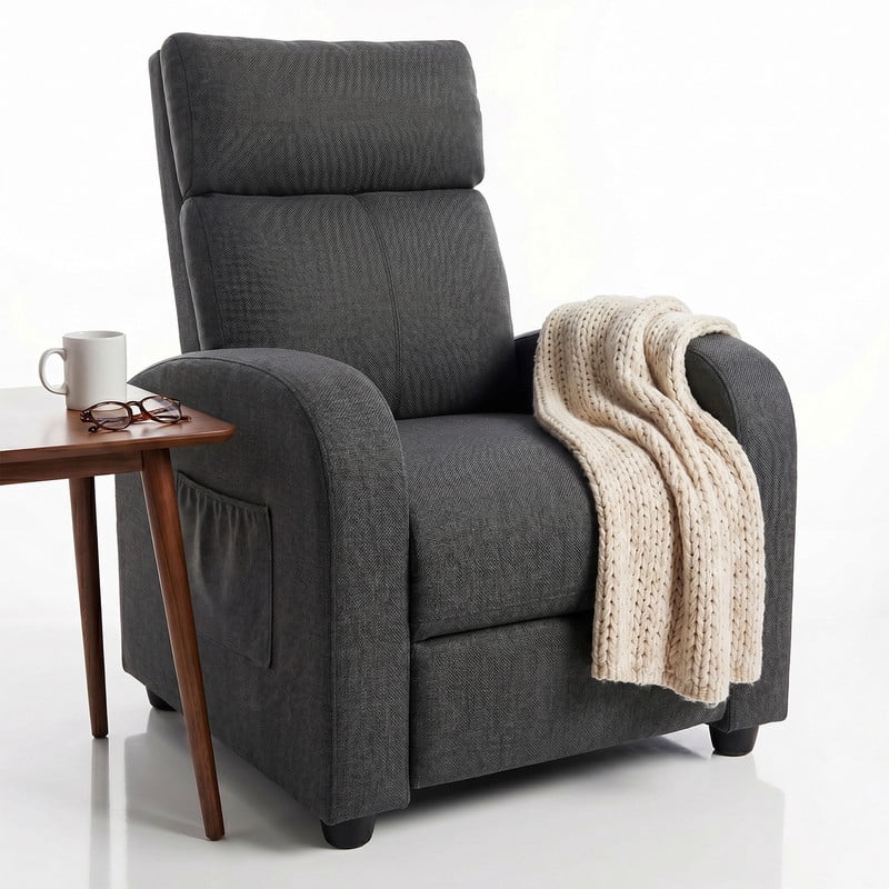 Vineego Massage PU Leather Recliner Adjustable Home Theater Seating Chair with Lumbar Support for Living Room,GrY