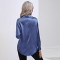 thumbnail image 3 of Women's Blouse Satin Silk Shirts Button Down Shirts Casual Loose Long Sleeve Office Work Tunic Tops, 3 of 6
