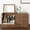 thumbnail image 3 of Wooden Makeup Organizer with 4 Drawers and Built-in Mirror for Makeup, Accessories, Jewelry and More, 3 of 7