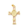 thumbnail image 2 of Rack Plating Brass Pendants with Glass Cubic Zirconia Heart with Charm Cadmium Free & Lead Free Long-Lasting Plated Real 18K Gold Plated Misty Rose 39x23x4mm Hole: 5x3mm, 2 of 3