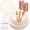 Rose Gold, variant on 175PCS Ivory Scalloped Plastic Plates - Rose Gold Disposable Dinnerware Set Include 50 Plates, 75 Rose Gold Silverware, 25 Cups, 25 Napkins for Party & Wedding & Baby Shower