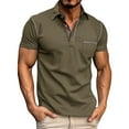thumbnail image 1 of FhsagQ Men's Shirts Men's Shirts Tops Multipack Male Spring Short Sleeve Solid Color Pocket Letter Stripe Stitching Sleeve Top Mens Shirts Trunks Super Fit Mens Shirts String Green XXL, 1 of 6