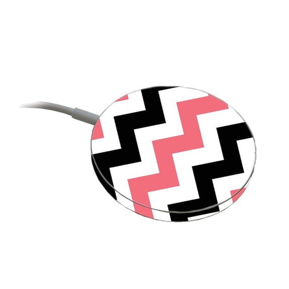 MightySkins APMACH-Black Pink Chevron Skin Compatible with Apple MagSafe Charger - Black Pink Chevron
