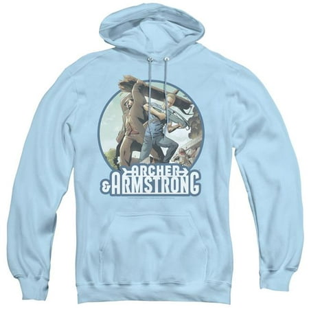 Trevco Sportswear VAL211-AFTH-2 Archer & Armstrong Trunk & Crossbow Adult Pullover Hoodie, Light Blue - Medium