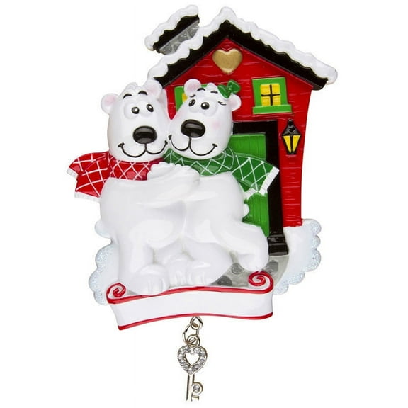 Our New Home Polar Bear Couple Personalized Christmas Ornament DO-IT-YOURSELF