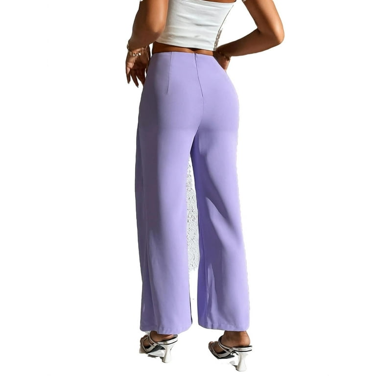 Women s Elegant Plain Wide Leg Lilac Purple Pants Petite XS 2 Walmart