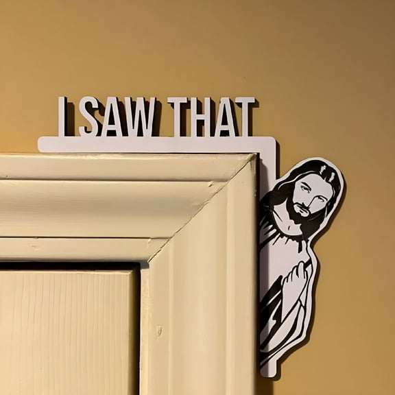 LAMIRO Door Frame,Jesus Sign Wood Door Corner Wall Sticker Funny Home Decor Door Sitter Wood Frame Corner Decoration for Mirror Cabinet Chair Drawer Furniture