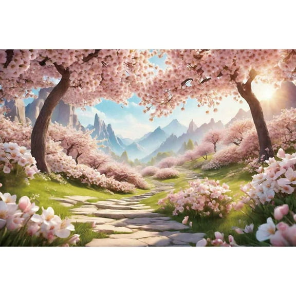 Pink Sakura Flower Blossom Spring Backdrop Fairy Floral Enchanted Gard Birthday Background Photography Shooting Props