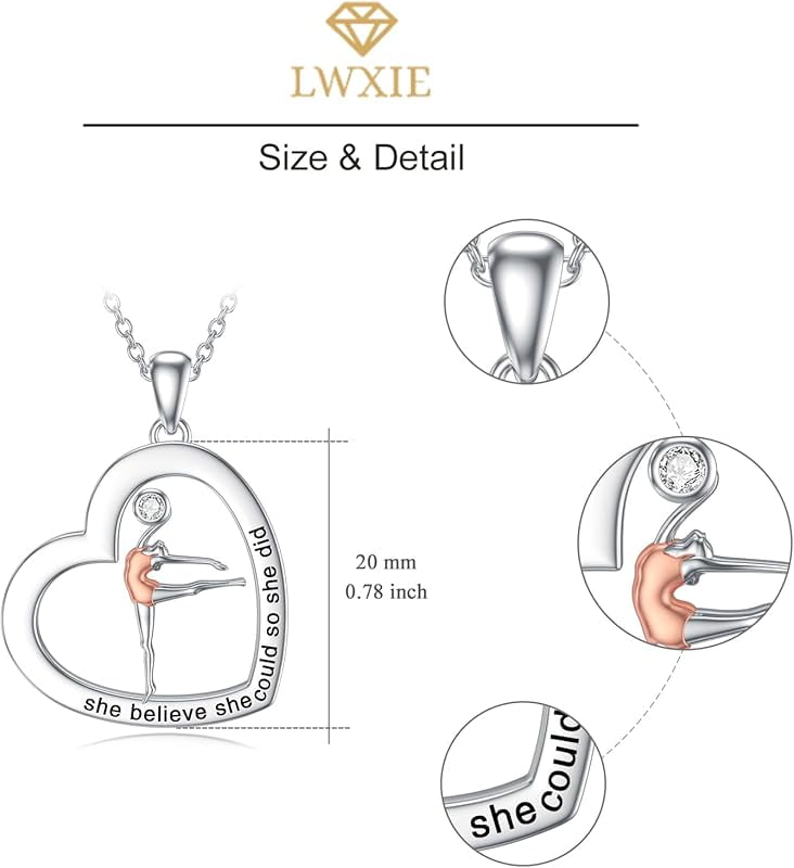 Diamond Heart Necklace 925 Sterling Silver Sea Turtle Flamingo Fox Rose Flower Mushroom Frog Teddy Bear Gymnast Butterfly Feet Three Hearts Pendant Necklaces for Women Heart Jewelry Gifts