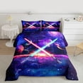 thumbnail image 2 of Lightsaber Comforter Set Twin Size Galaxy Universe Planet Bedding Set Room Decor,Watercolor Star Sky Quilt Set Fantasy Duvet Insert,Purple, 2 of 7