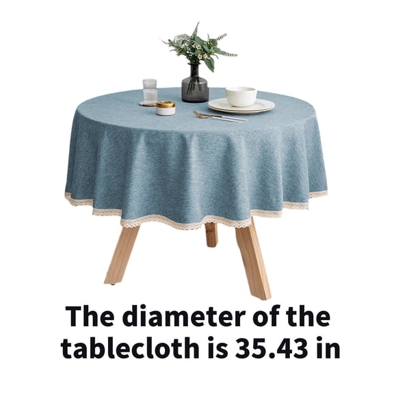 AUQ 2026 New Table Cloth Elegant Tpu Round Tablecloth Functional Tablecloth for Dining Tables and Cafes for Kitchen Picnic Party Blue 35*35Inch