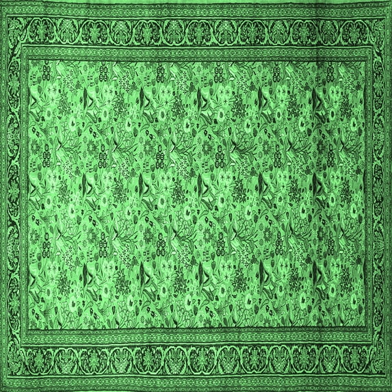 Ahgly Company Indoor Square Persian Emerald Green Traditional Area Rugs, 6' Square