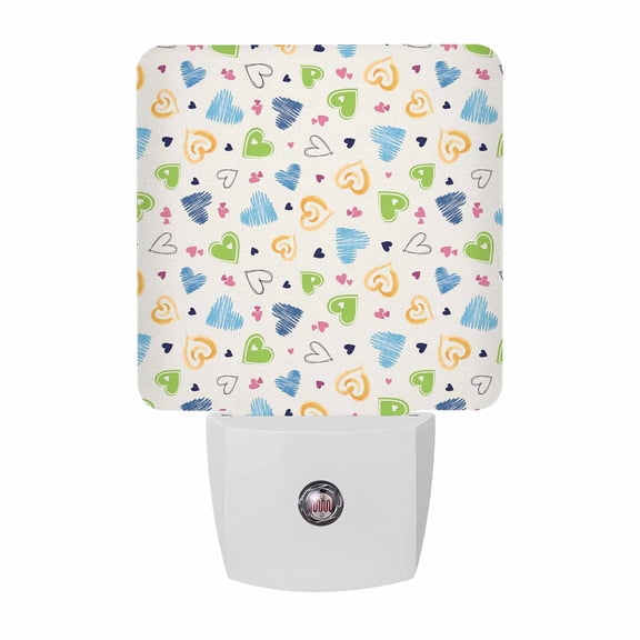 Night Lights Plug into Wall, Blue Love Heart LED Night Light with Dusk to Dawn Sensor, Modern Art Cute Cartoon Decorative Nightlight for Hallway Bathroom Kitchen